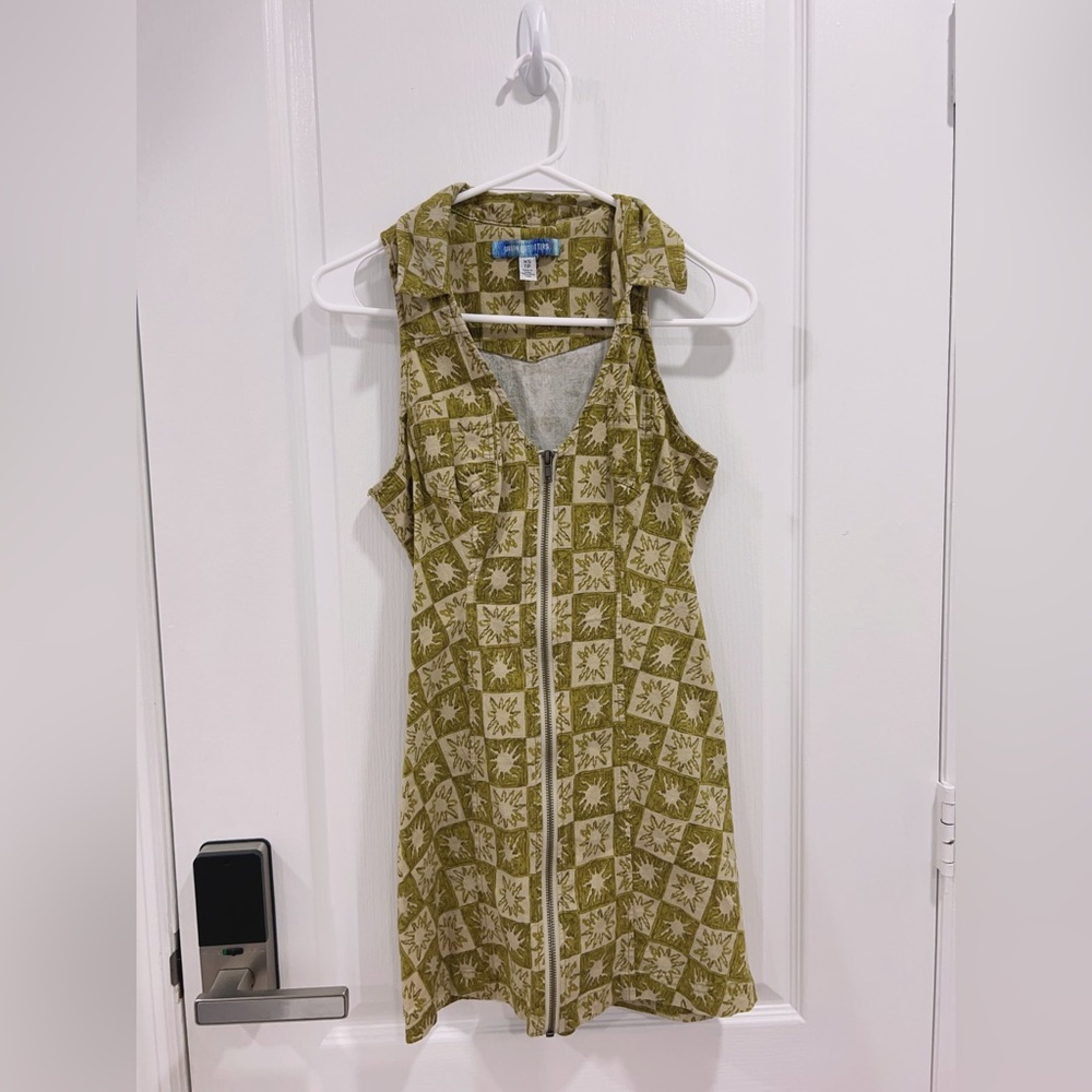 UO Freya Linen Collared Mini Dress